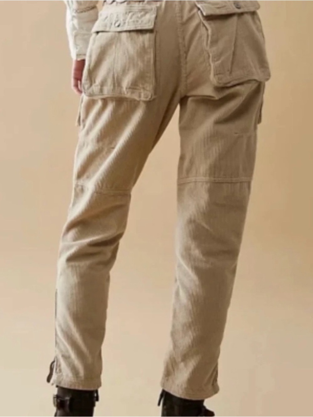 Free People, we the free, London  Beige Cargo corduroy  Pants with Patch Pockets